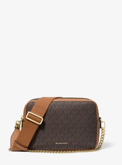 Michael Kors Bryant Medium Signature Logo Camera Crossbody Bag In Brown