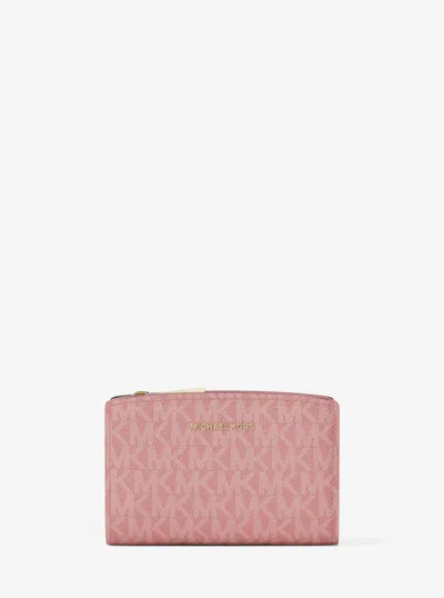 Michael Kors Bryant Medium Signature Logo Wallet In Pink