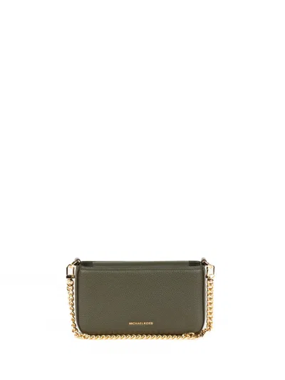 Michael Kors Bryant Small Convertible Clutch In Pebbled Leather In Green