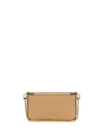 Michael Kors Bryant Small Convertible Clutch In Pebbled Leather In Brown