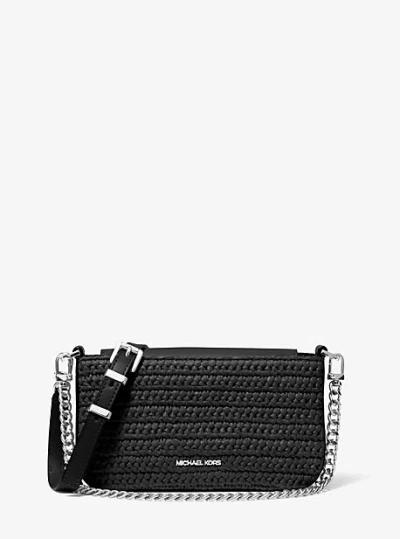 Michael Kors Bryant Small Crocheted Convertible Crossbody Pochette In Black
