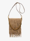 Michael Kors Bryant Small Fringed Suede Convertible Pochette In Brown