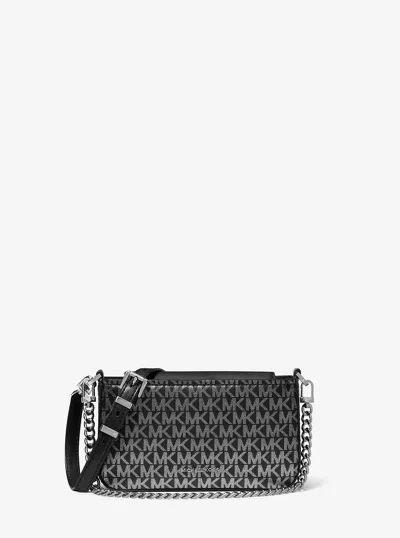 MICHAEL KORS BRYANT SMALL METALLIC SIGNATURE LOGO CONVERTIBLE POCHETTE