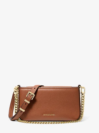 Michael Kors Bryant Small Pebbled Leather Convertible Pochette In Brown