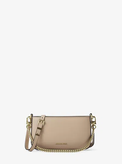 Michael Kors Bryant Small Pebbled Leather Convertible Pochette In Brown