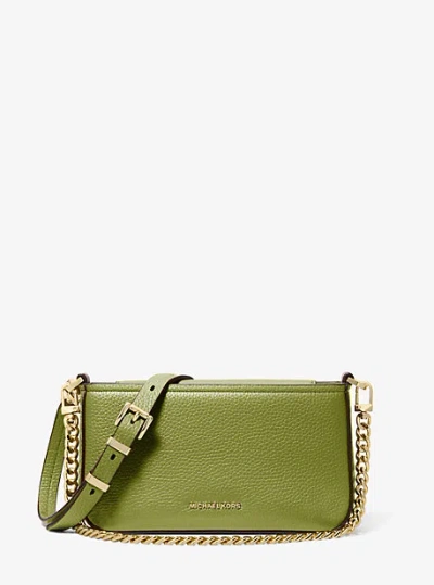 Michael Kors Bryant Small Pebbled Leather Convertible Pochette In Green