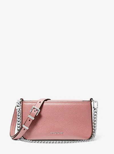 Michael Kors Bryant Small Pebbled Leather Convertible Pochette In Pink