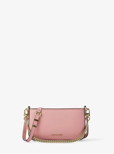 Michael Kors Bryant Small Pebbled Leather Convertible Pochette In Pink