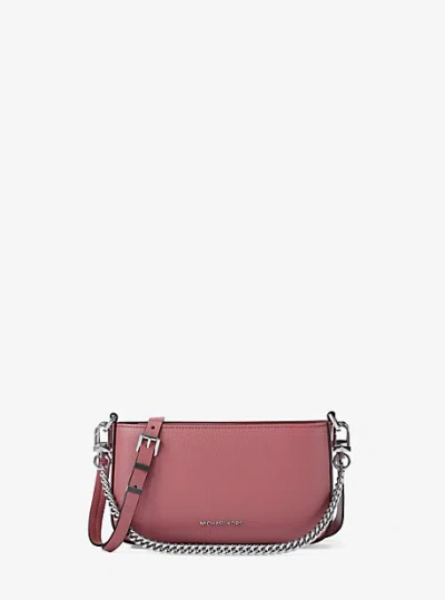 Michael Kors Bryant Small Pebbled Leather Convertible Pochette In Pink