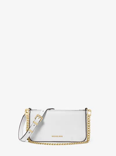 Michael Kors Bryant Small Pebbled Leather Convertible Pochette In White