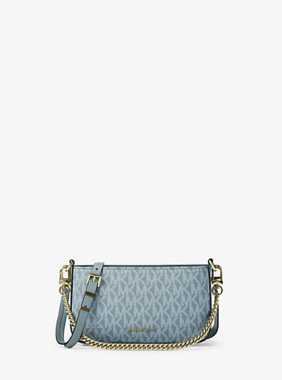 Michael Kors Bryant Small Signature Logo Convertible Pochette In Blue