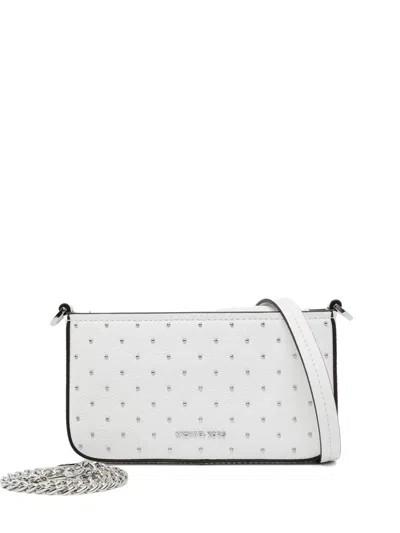 Michael Kors Bryant Small Studded Leather Convertible Pochette In White