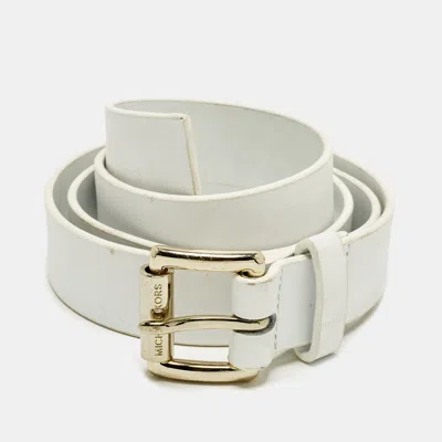 Pre-owned Michael Kors Buckle Belt White Leather