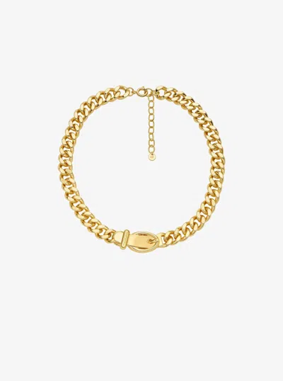 Michael Kors Buckle Chain-link Necklace In Metallic
