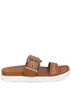 Michael Kors Buckled Leather Sandals In Brown