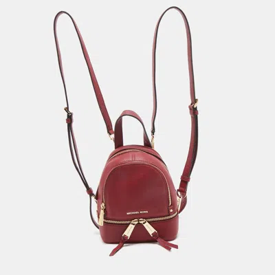 Pre-owned Michael Kors Burgundy Leather Mini Rhea Backpack