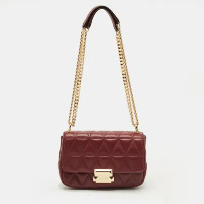 Pre-owned Michael Kors Burgundy Quilted Leather Small Sloan Shoulder Bag