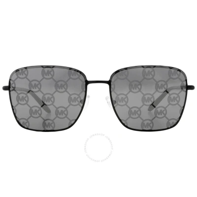 Michael Kors Burlington Silver Mirror Logo Square Men's Sunglasses Mk1123 1005ai 57 In Black / Dark / Grey / Silver