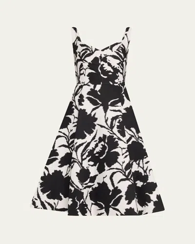 Michael Kors Bustier Dance Dress In Black/optic White
