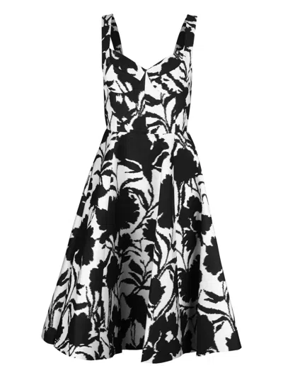 Michael Kors Bustier Floral-print Dress In Black