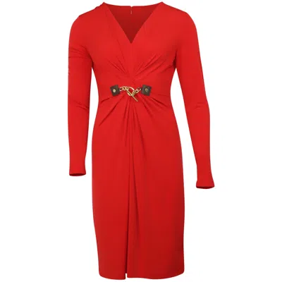 Michael Kors Butterfly Twist Dress With Chain Detail In Red Polyester