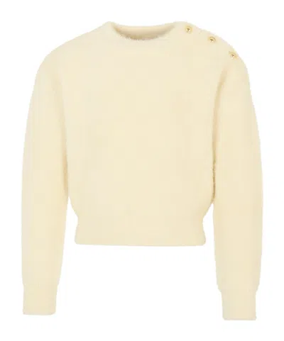 Michael Kors Button-detail Fuzzy Sweater In White