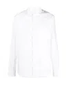Michael Kors Cotton Stretch Botanical Print Slim Fit Button Down Shirt In White