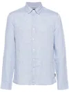 Michael Kors Linen Chambray Button-down Collar Shirt In Blue