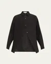Michael Kors Collection Portrait Collar Taffeta Shirt In Black