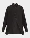 Michael Kors Collection Portrait Collar Taffeta Shirt In Black