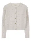 Michael Kors Button-embellished Ribbed Cardigan In Gold