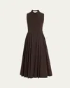 Michael Kors Button-front Poplin Shirtdress In Brown