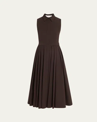 Michael Kors Button-front Poplin Shirtdress In Brown