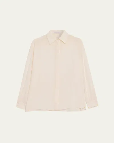 Michael Kors Button-down Silk Boyfriend Shirt In White