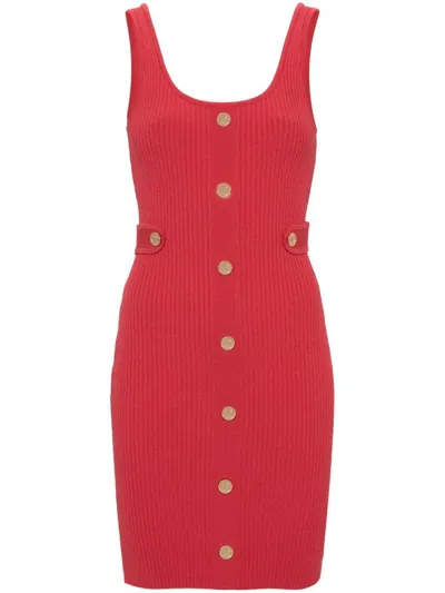 Michael Kors Buttoned Mini Dress In Red
