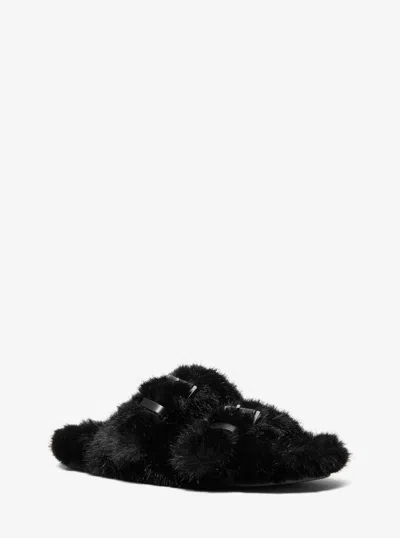 Michael Kors Byers Faux Fur Slide Sandal In Black