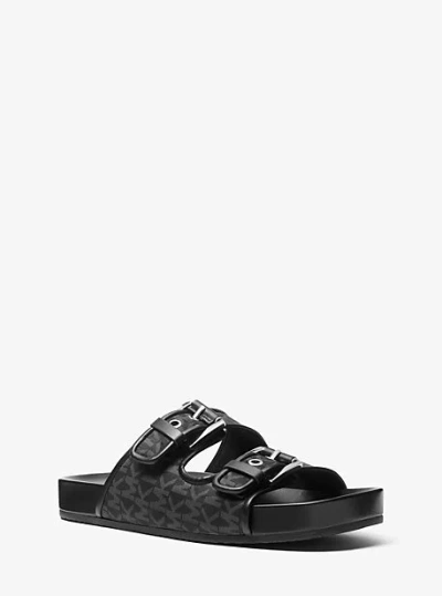 Michael Kors Byers Signature Logo Slide Sandal In Black