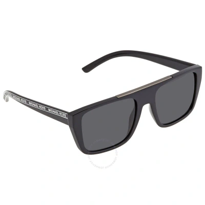 Michael Kors Byron Dark Gray Solid Rectangular Men's Sunglasses Mk2159 300587 55 In Black / Dark / Gray