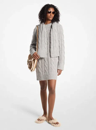 Michael Kors Cable Knit Alpaca Blend Sweaterdress In Grey