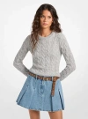 Michael Kors Cable Knit Nylon And Alpaca Blend Sweater In Multi
