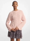 Michael Kors Cable Knit Nylon And Alpaca Blend Sweater In Pink