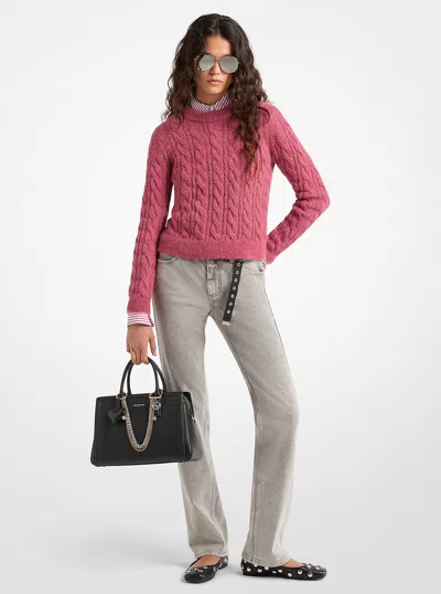 Michael Kors Cable Knit Nylon And Alpaca Blend Sweater In Pink