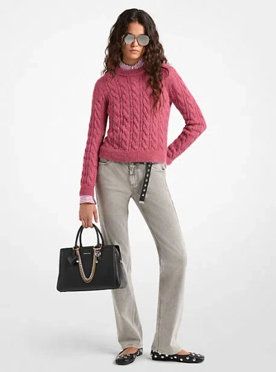 Michael Kors Cable Knit Nylon And Alpaca Blend Sweater In Pink