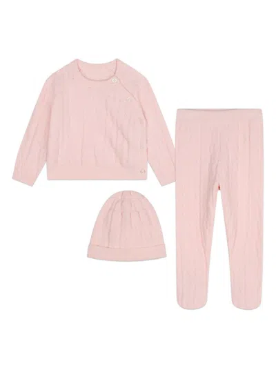 Michael Kors Cable-knit Organic Cotton Baby Set In Pink