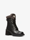 Michael Kors Cade Leather And Signature Logo Combat Boot In Brown
