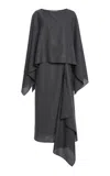 Michael Kors Caftan-top Wool-blend Midi Dress In Black