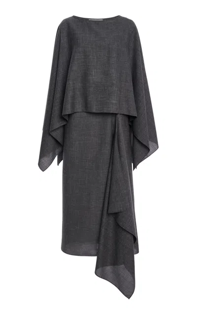 Michael Kors Caftan-top Wool-blend Midi Dress In Black