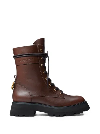 Michael Kors Caleb Burnished Leather Combat Boots In Multi