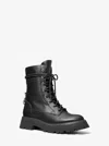 Michael Kors Caleb Leather Combat Boot In Black