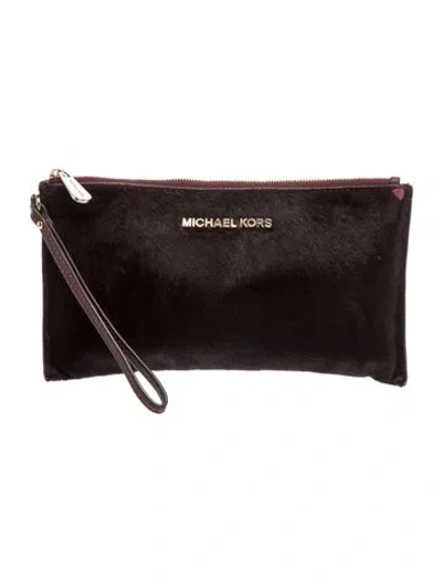 Pre-owned Michael Kors Calf Hair Clutch In Brown